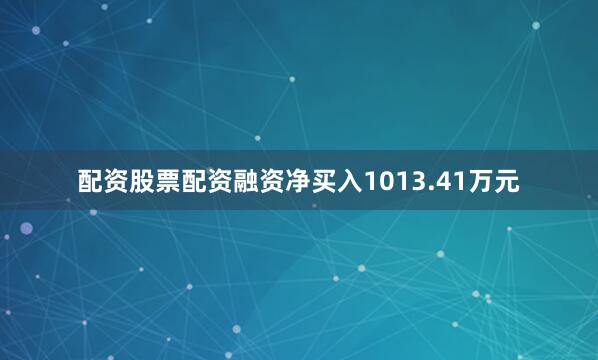 配资股票配资融资净买入1013.41万元